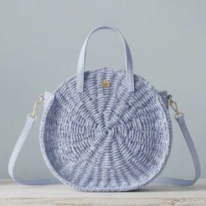 LC Lauren Conrad Light Blue EC Cookie Straw BOHO Beach Crossbody Bag Purse NWOT